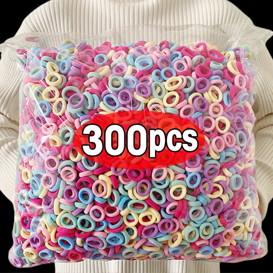 Colorful Elastic Hair Bands Set for Girls - 100/300/500 pcs